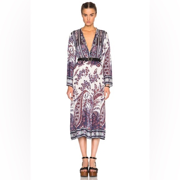 Isabel Marant Dresses & Skirts - Isabel Marant Etoile Tilda Paisley‎ Print Boho Sheer Midi Kaftan Dress US Sz 2-4